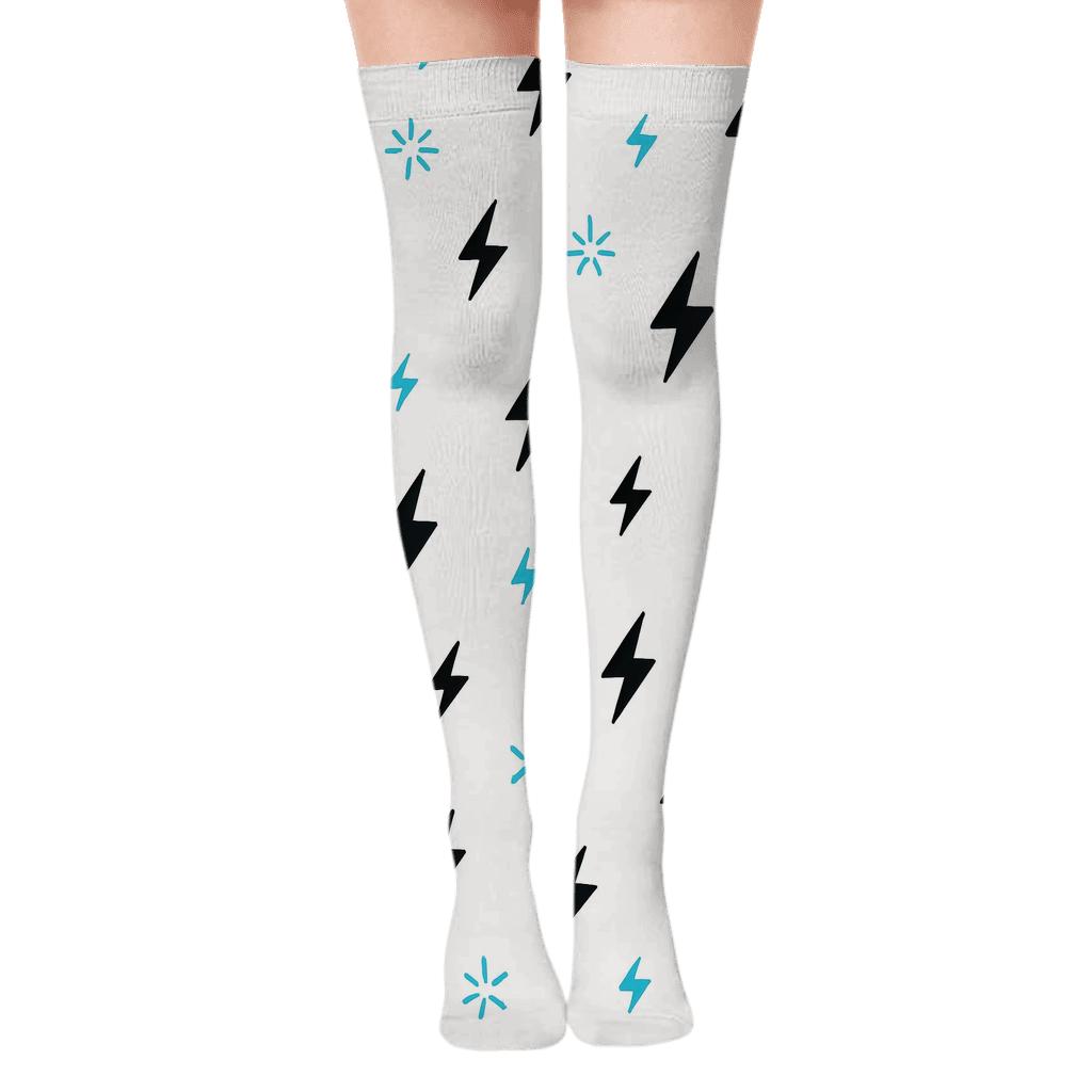 Minimal Spark Scatter On White personalized over-the-knee socks