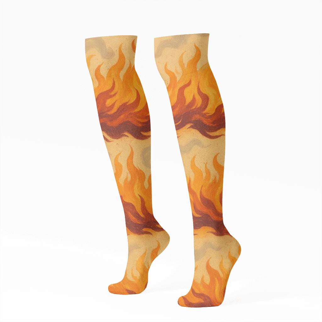 Campfire Wave Landscape comfortable cotton knee-high socks