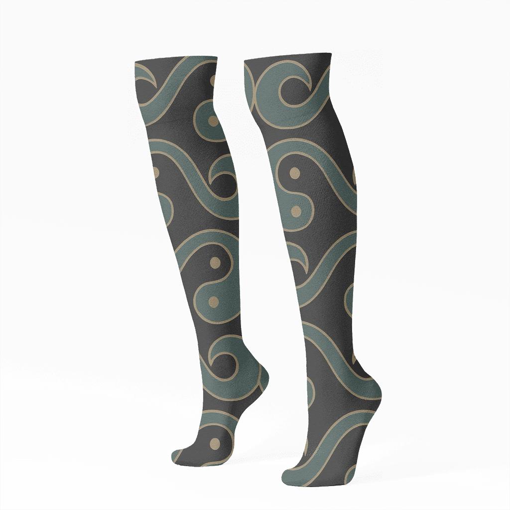 Wave Yin Yang Band premium sports knee-high socks