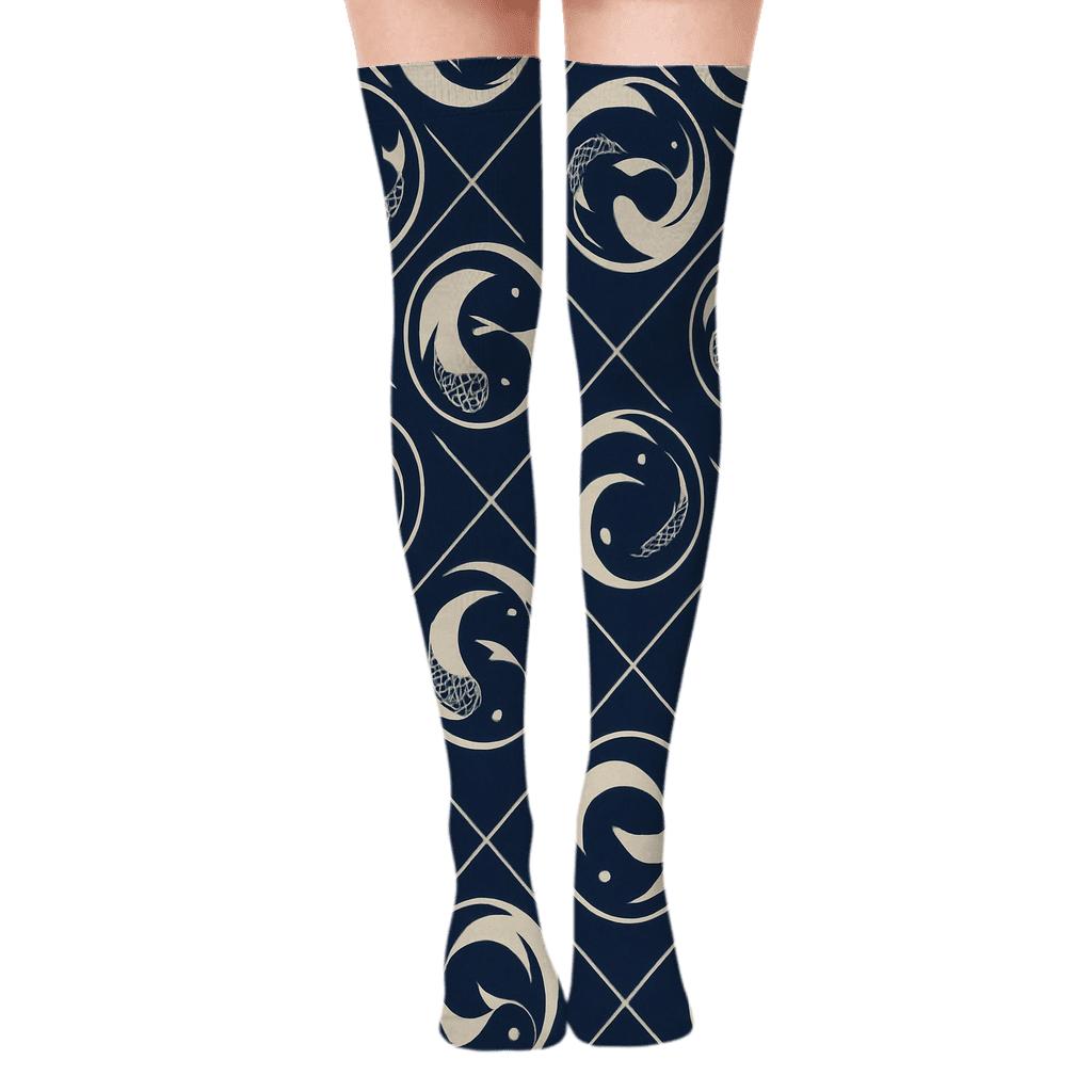 Dual Koi Circular Progression comfortable cotton over-the-knee socks