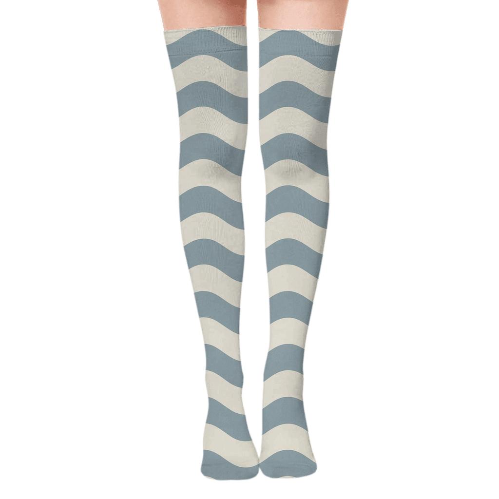 Quiet Wave Repeat designer print over-the-knee socks