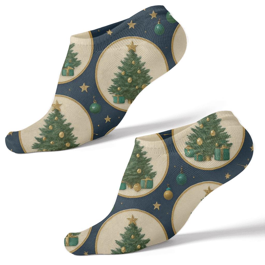Festive Tree Spotlight Christmas comfortable cotton ankle socks