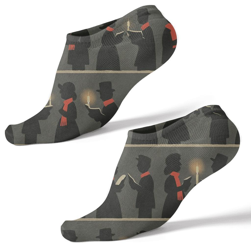 Caroler Silhouette Row Christmas stylish athletic ankle socks