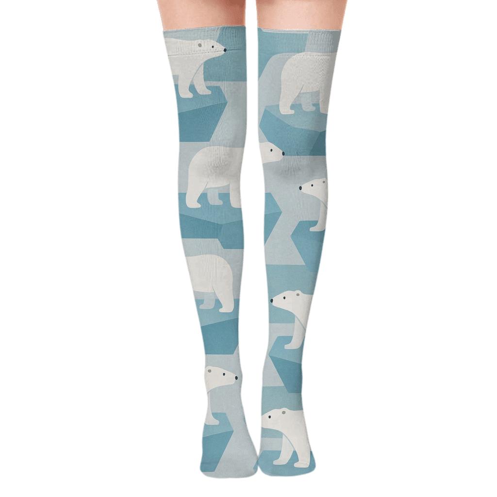 Polar Bear Ice Floe Christmas personalized over-the-knee socks