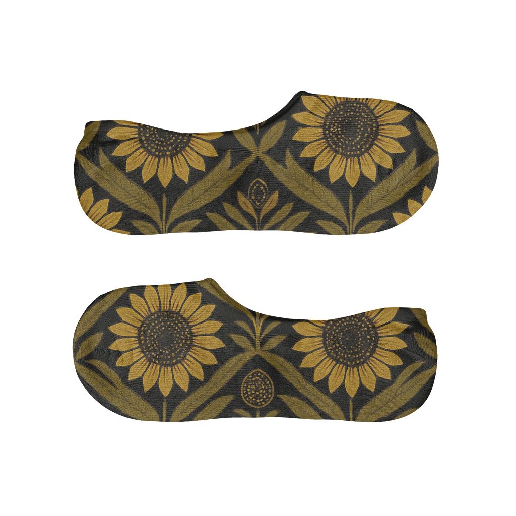 Sunflower Chevron On Black Background unique hidden socks