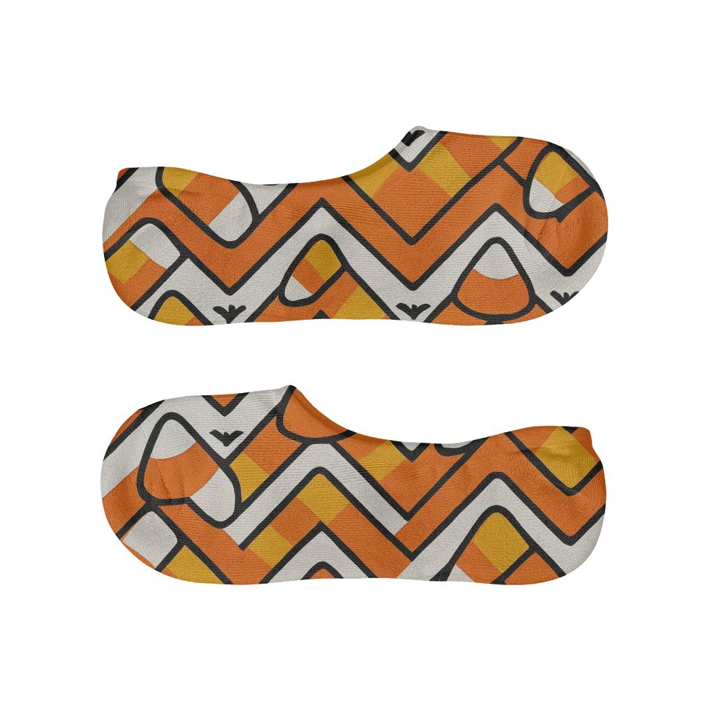 Orange Candy Corn Chevron On White Background anti-slip no-show socks