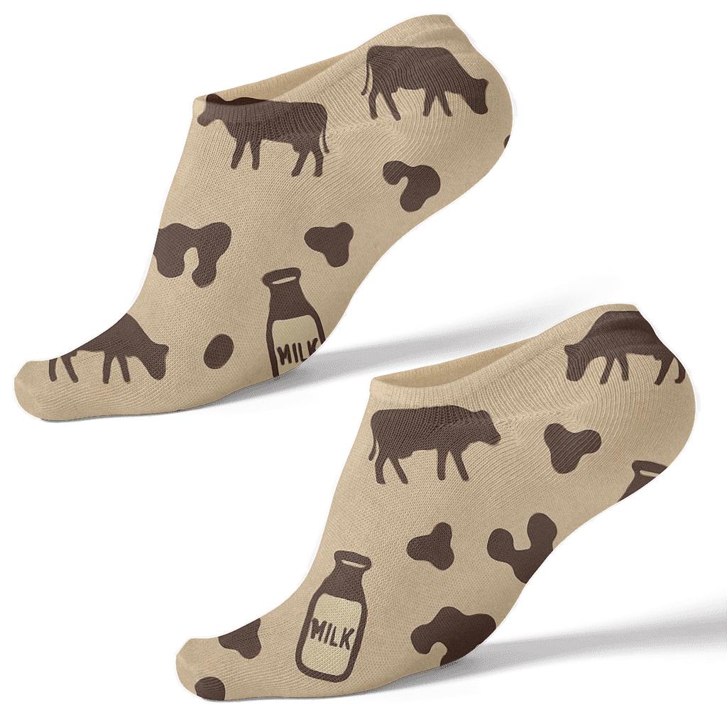 Milk Bottle Scatter On Muted Sepia personalized ankle socks