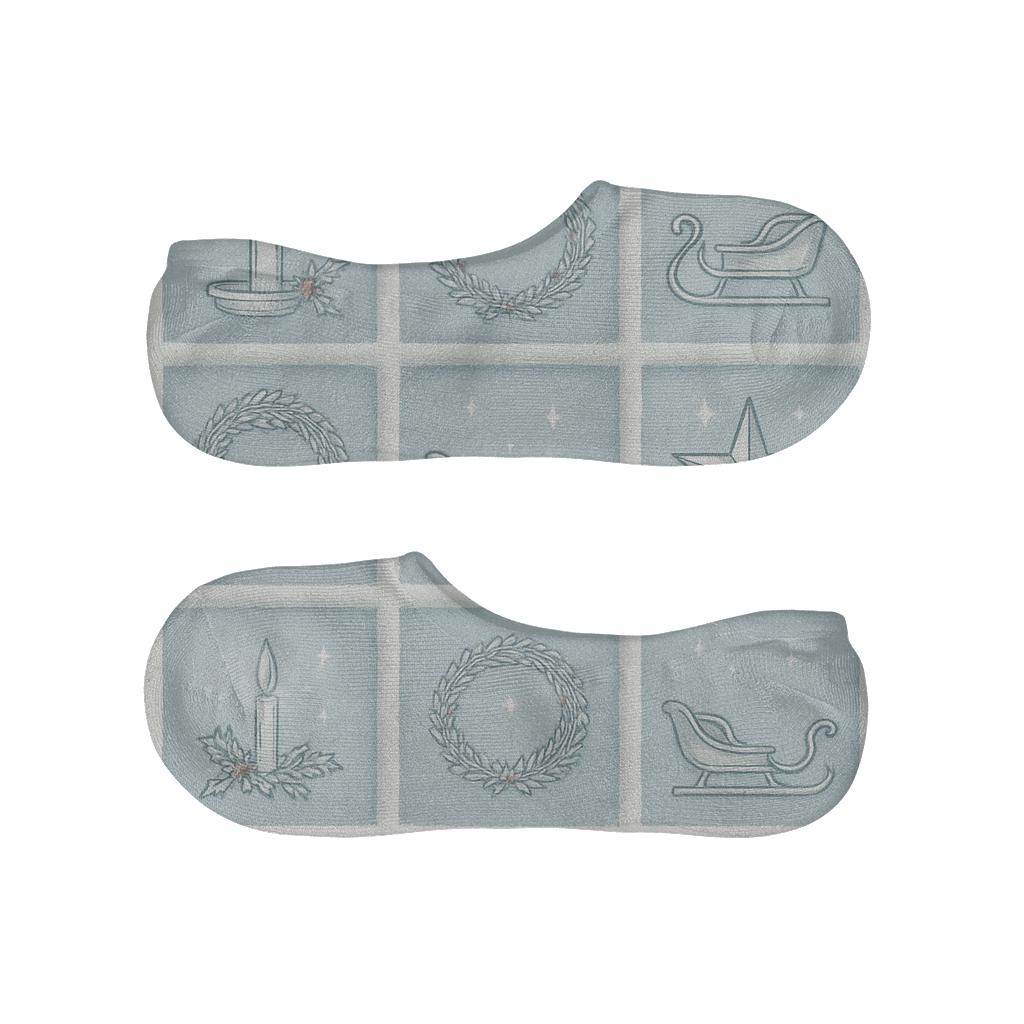Frosted Windowpane Tessellation On Ice Blue comfortable low-cut socks