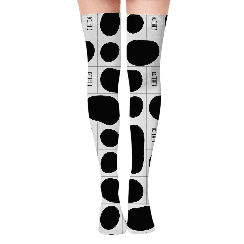 Tiled Classic Spot Grid premium cozy over-the-knee socks