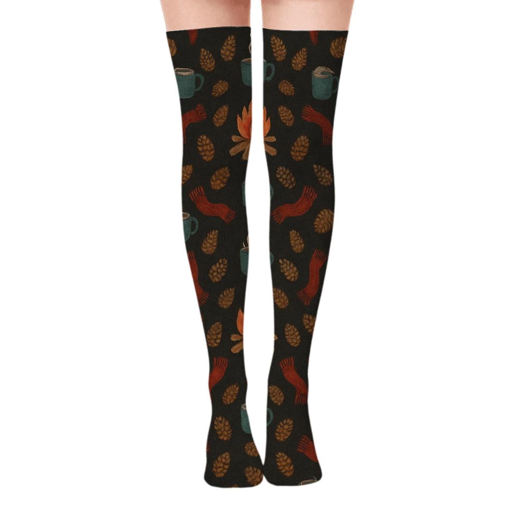 Campfire Circle Scatter personalized over-the-knee socks