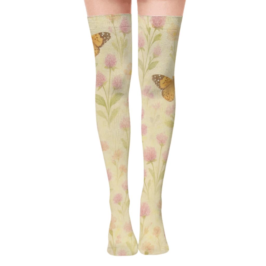 Pastel Painted Ladies Meadow Wrap stylish fashion over-the-knee socks