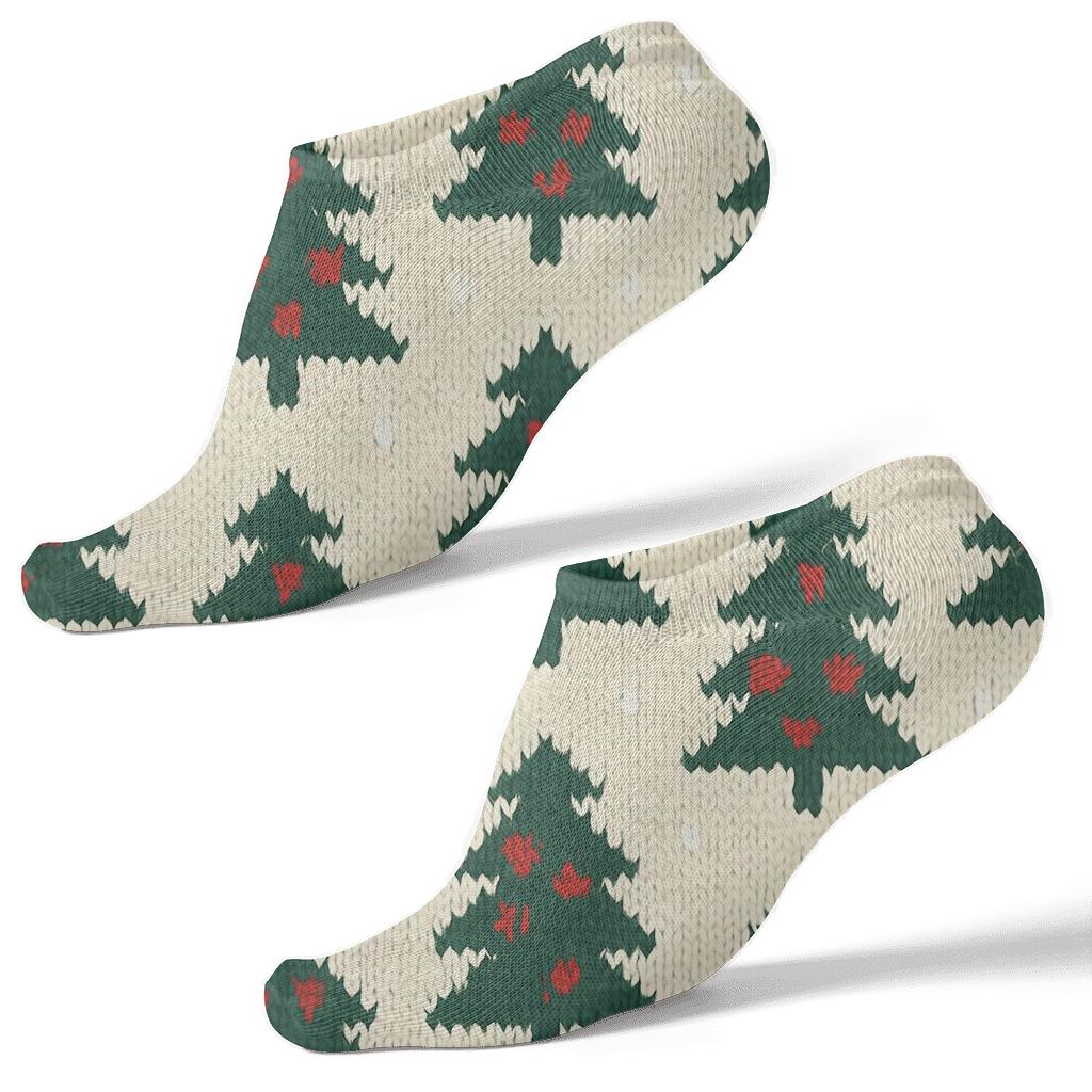 Nordic Christmas Tree Grid trendy patterned ankle socks