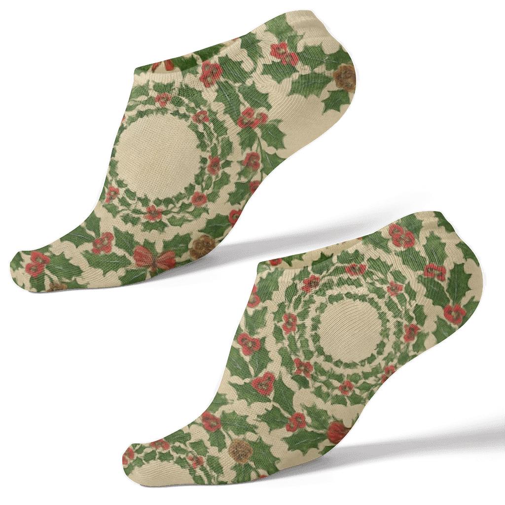 Holiday Wreath Ring Christmas Suffix custom ankle socks