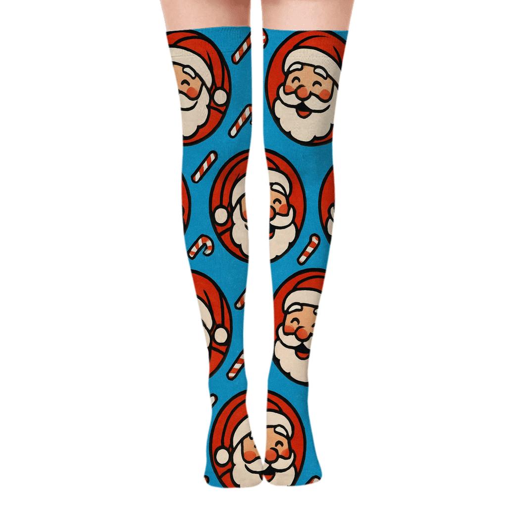 Santa Claus Spotlight Xmas trendy patterned over-the-knee socks