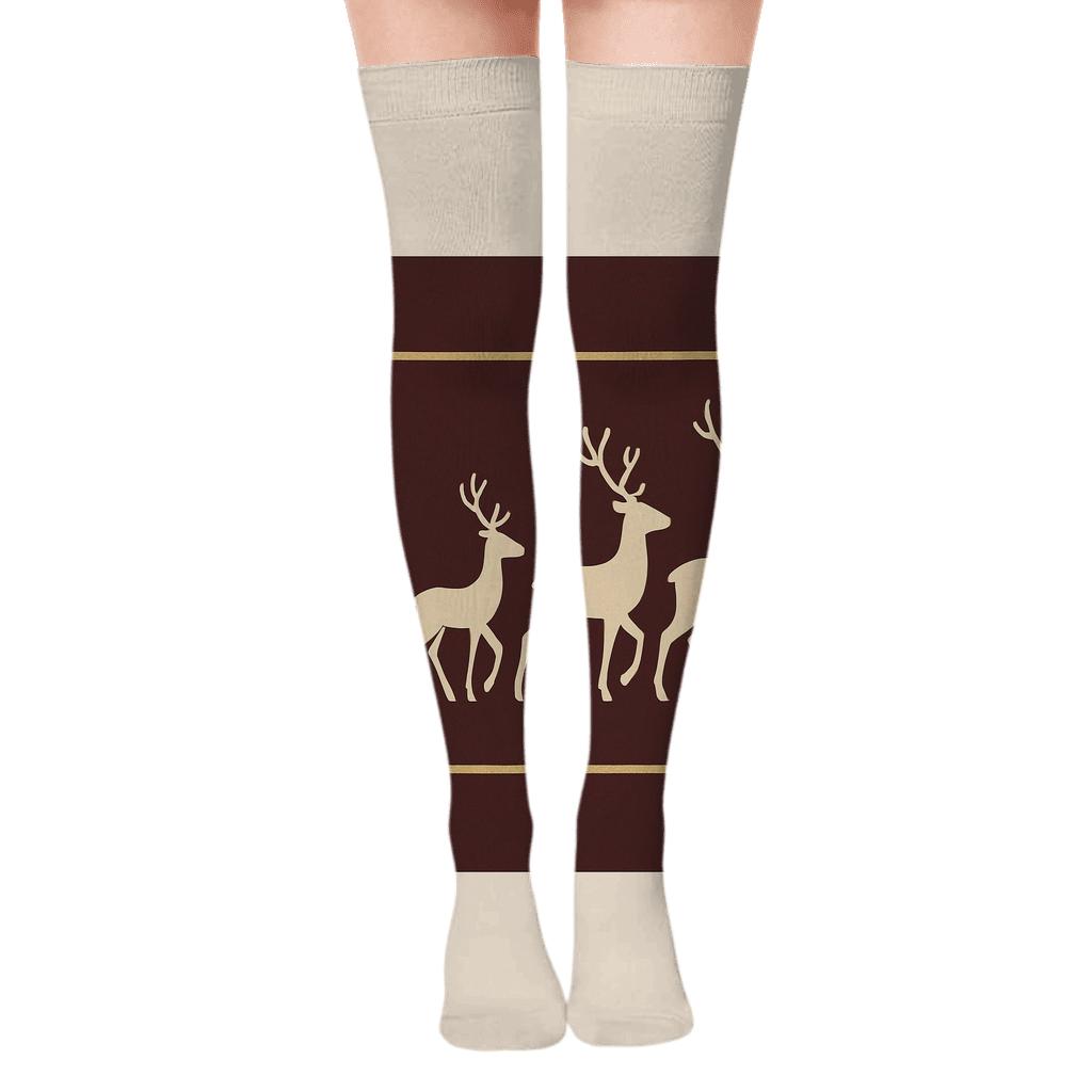 Reindeer Silhouette Progression Xmas soft everyday over-the-knee socks