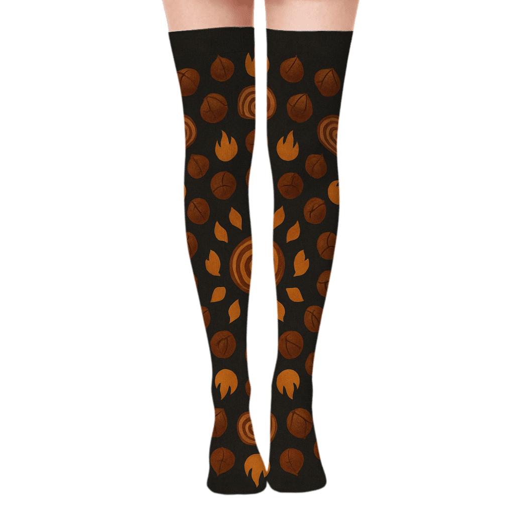 Yule Log Concentric Pattern Xmas personalized over-the-knee socks