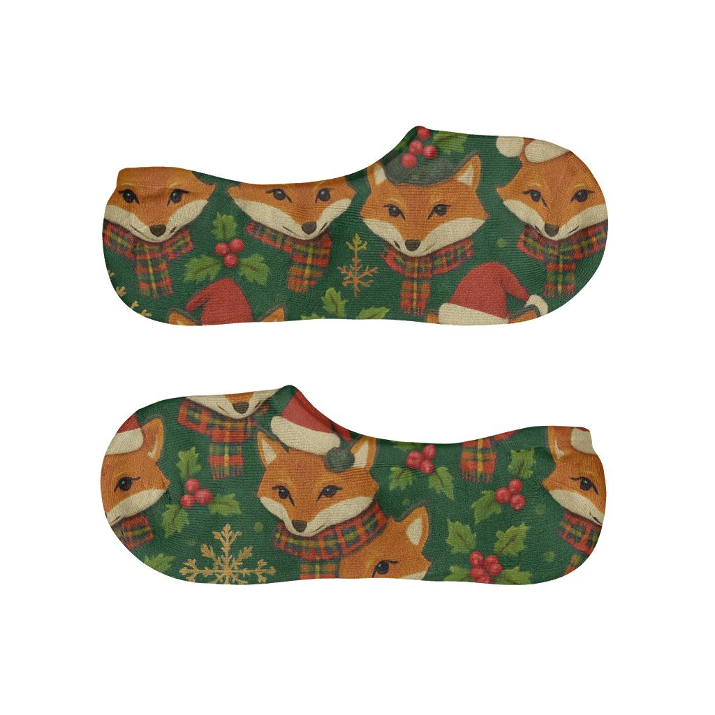Festive Fox Tartan Tessellation comfortable invisible socks