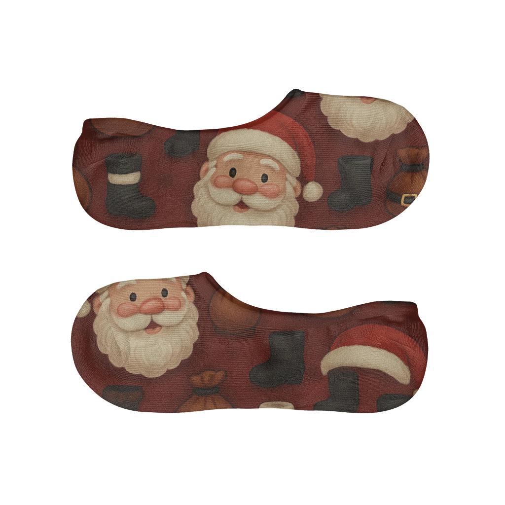 Joyful Pattern With Santa Face Delight custom no-show socks