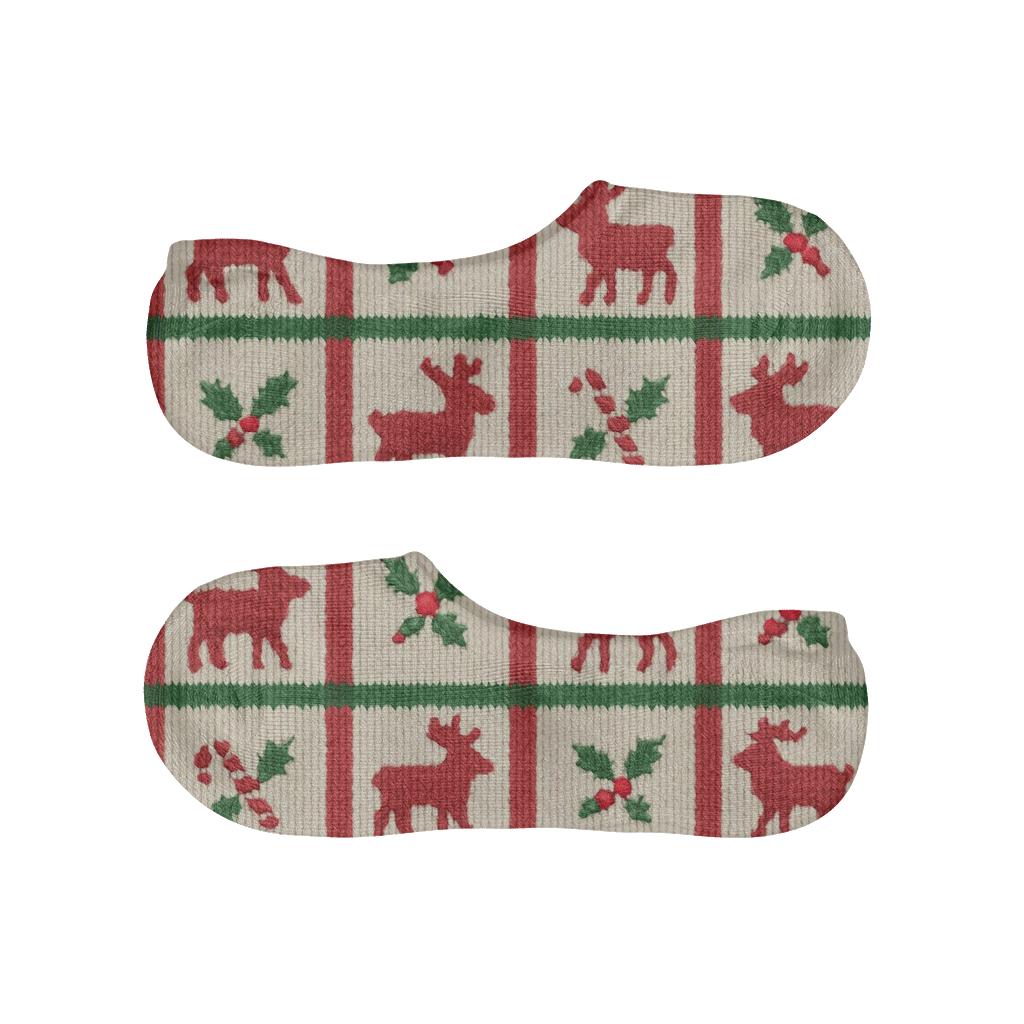 Christmas Plaid Reindeer Grid personalized invisible socks