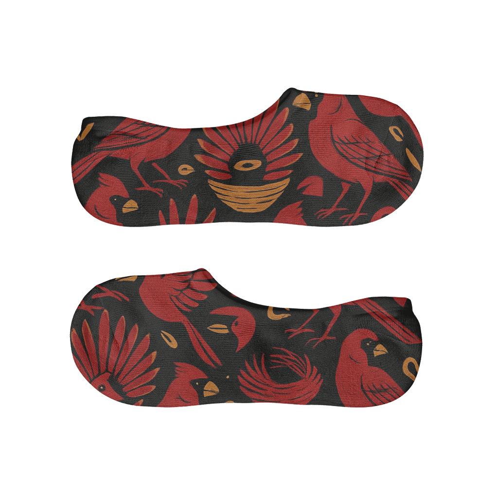 Cardinal Wing Tessellation On Black personalized no-show socks