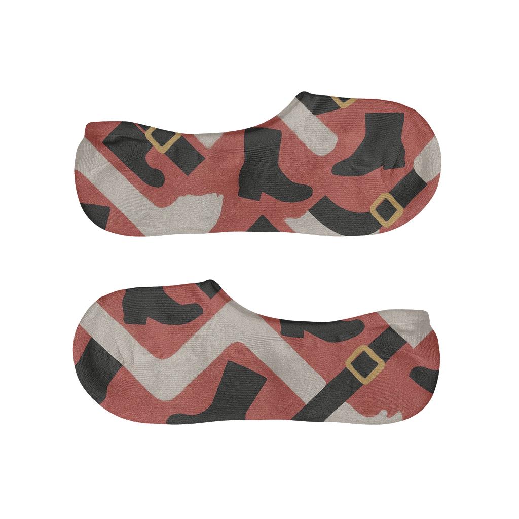 Santa Boots And Belt Chevron With Santa anti-slip no-show socks