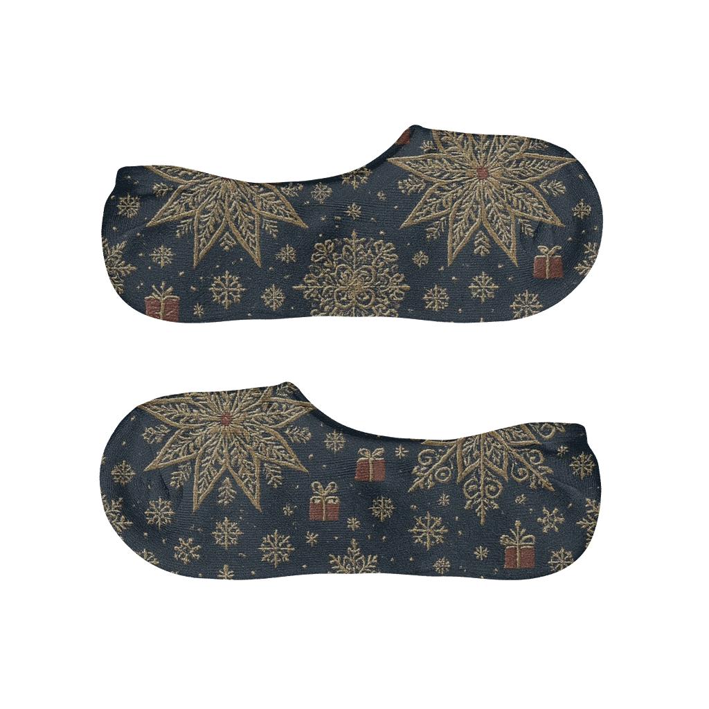 Golden Star Constellation On Midnight Blue Background comfortable invisible socks