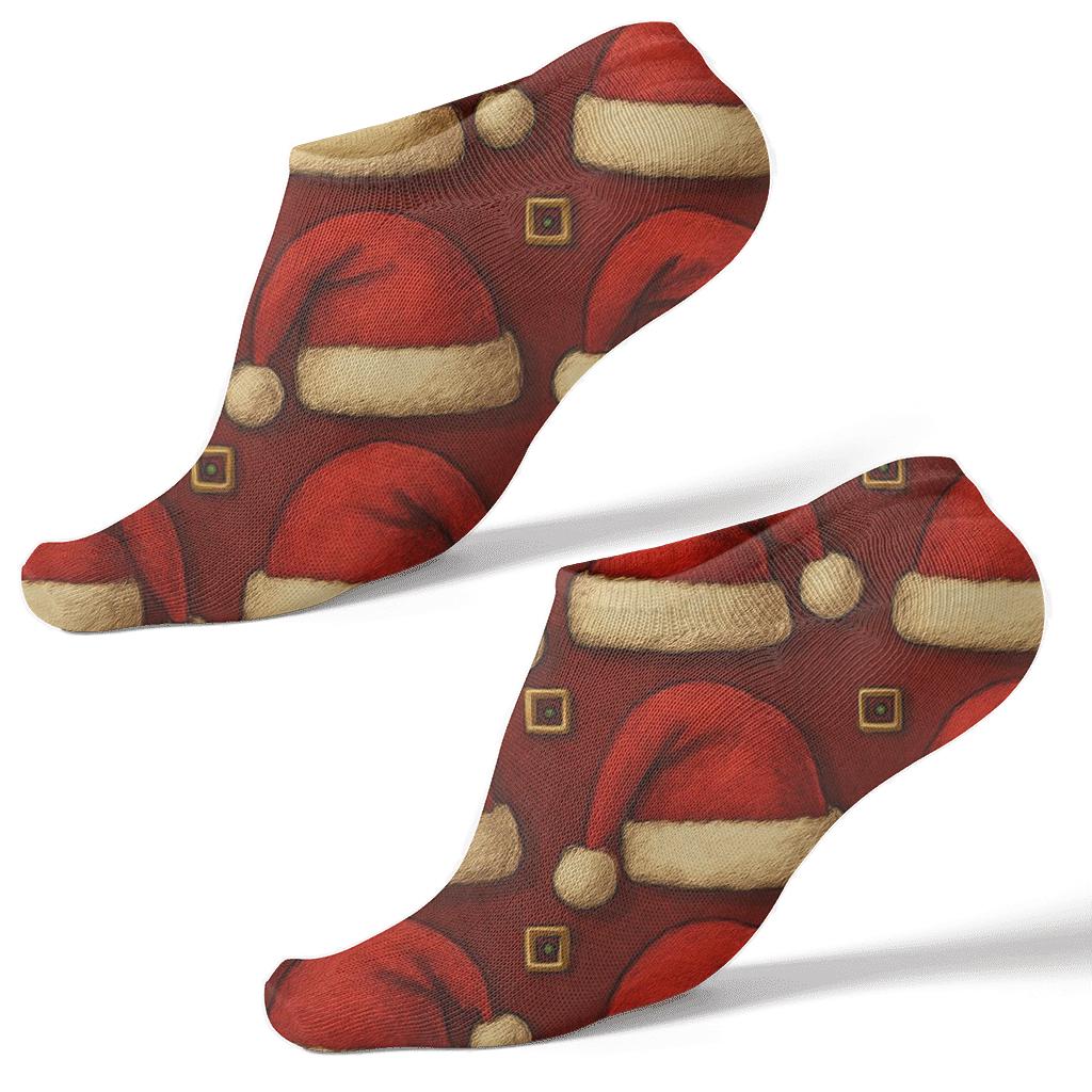 Santa Hat Grid Pattern soft everyday ankle socks
