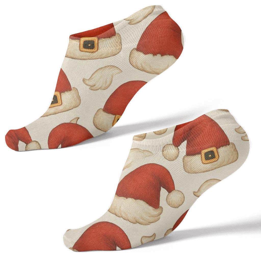 Santa Hat Grid Pattern designer print ankle socks