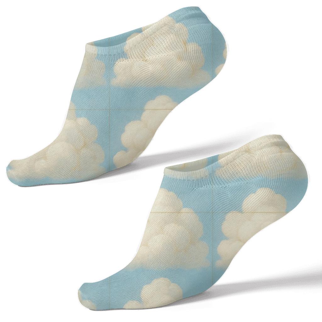Cumulus Grid On Soft Sky Blue stylish athletic ankle socks