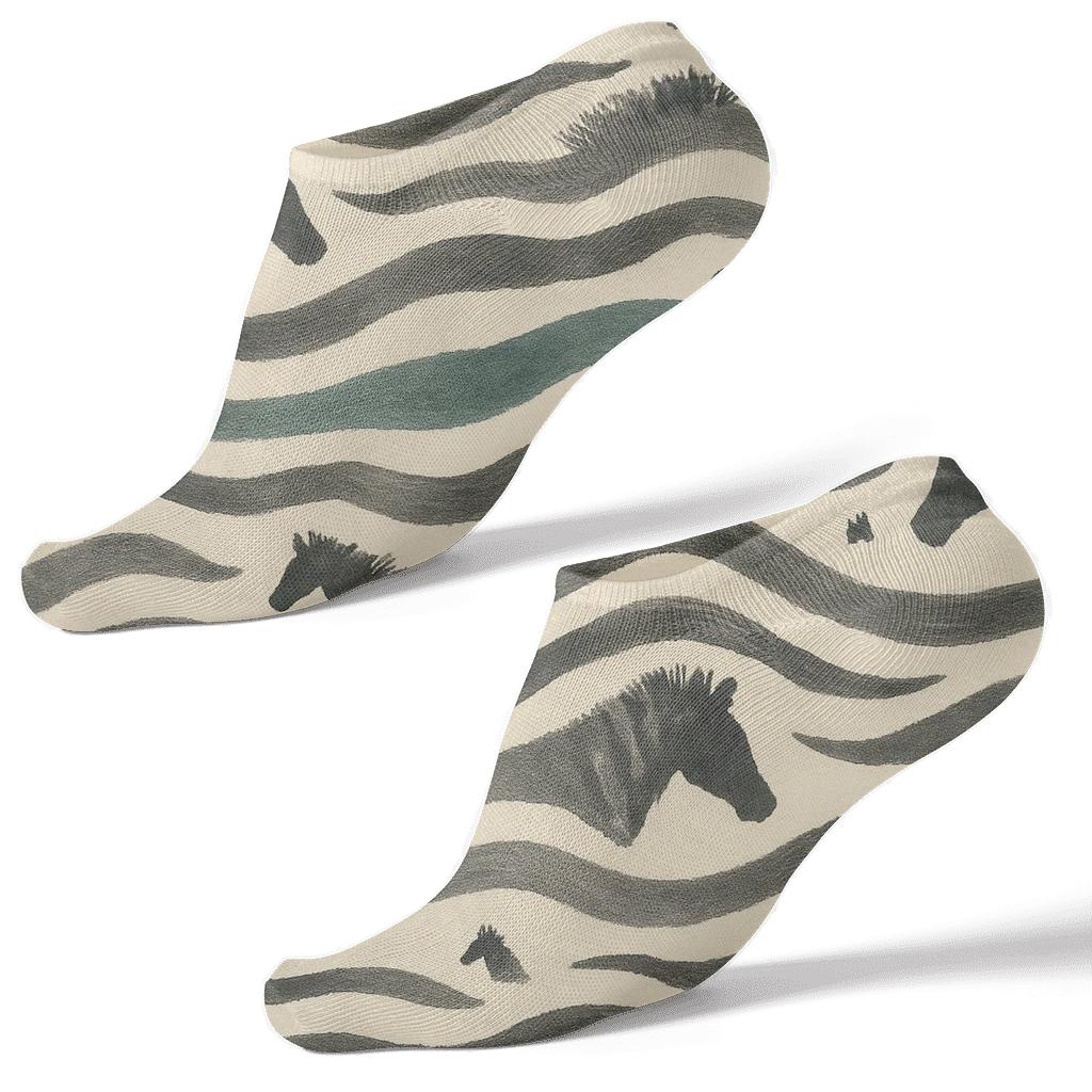 Organic Hand Painted Stripe Wave On Cream comfortable cotton ankle socks
