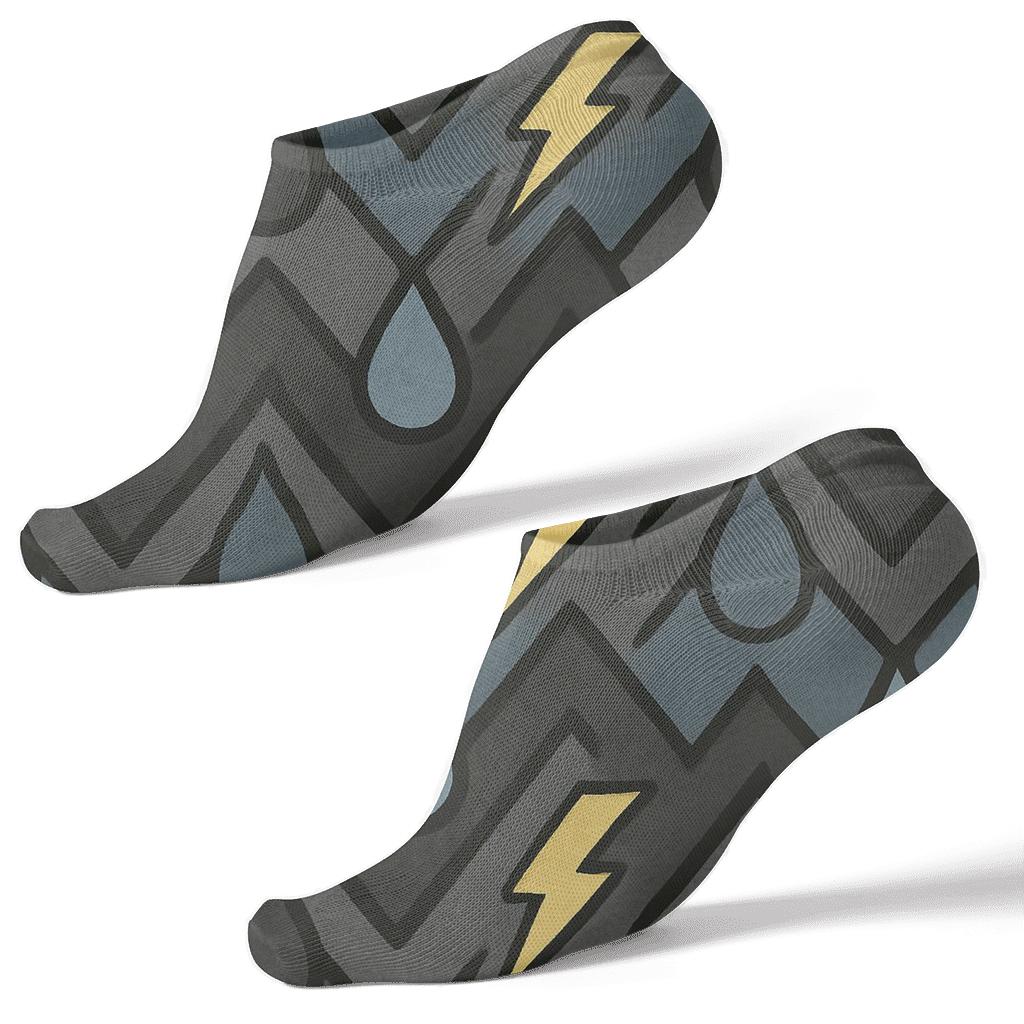 Rain Drop Chevron On Storm Gray custom ankle socks