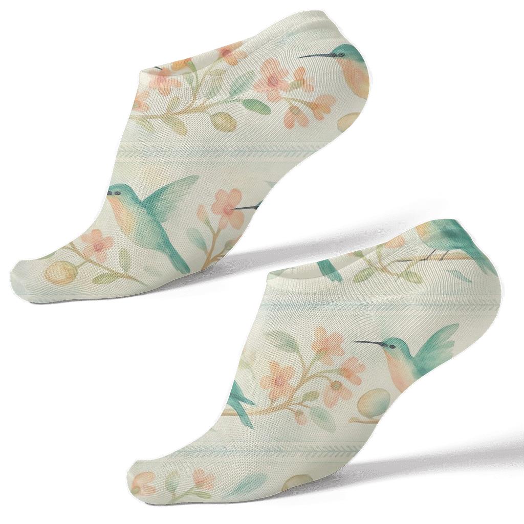 Hummingbird Garden Band On Pastel soft everyday ankle socks
