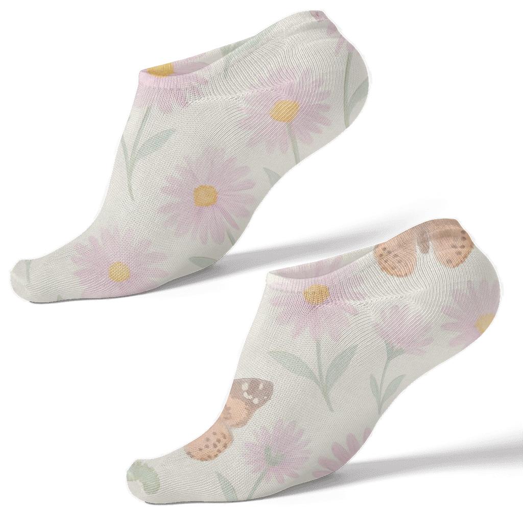 Painted Lady Meadow Scatter On Pastel Field custom ankle socks