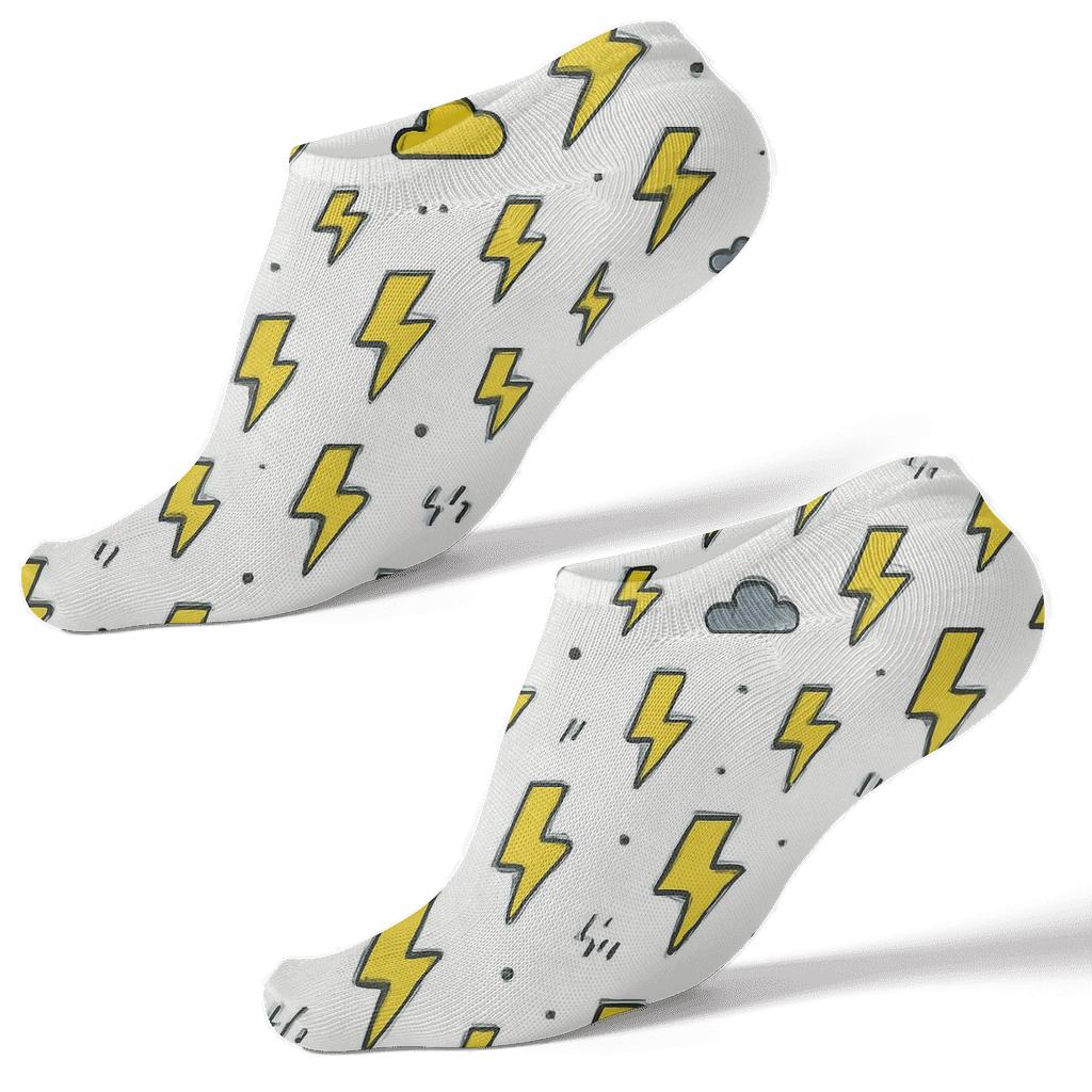 Micro Bolt Scatter On White soft everyday ankle socks