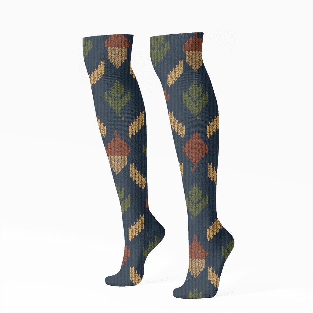 Acorn Lattice With Diagonal Rhythm premium sports knee-high socks