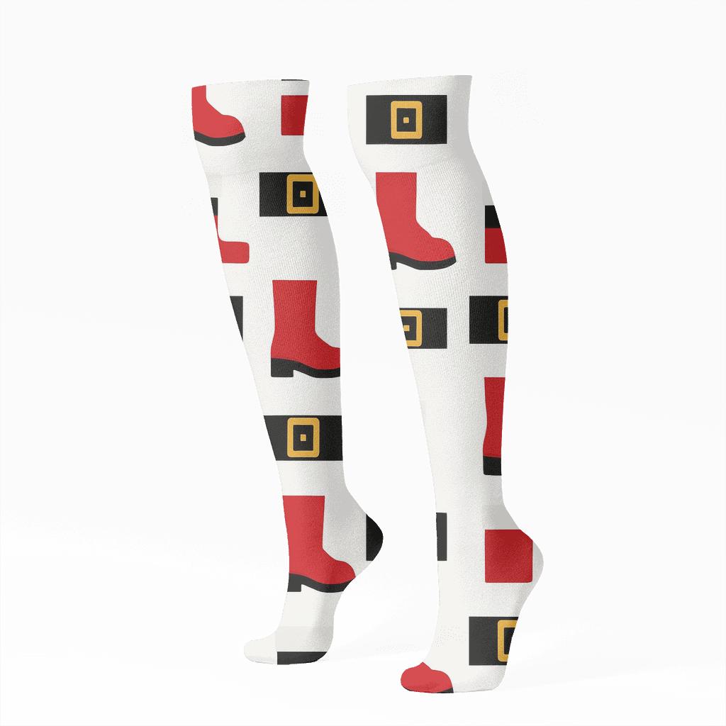 Boot And Belt Santa Array custom knee-high socks