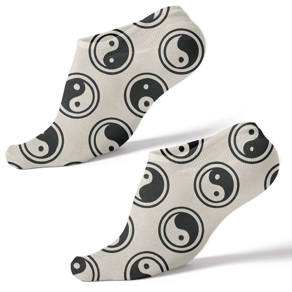 Taijitu Grid On Ivory Field premium sports ankle socks