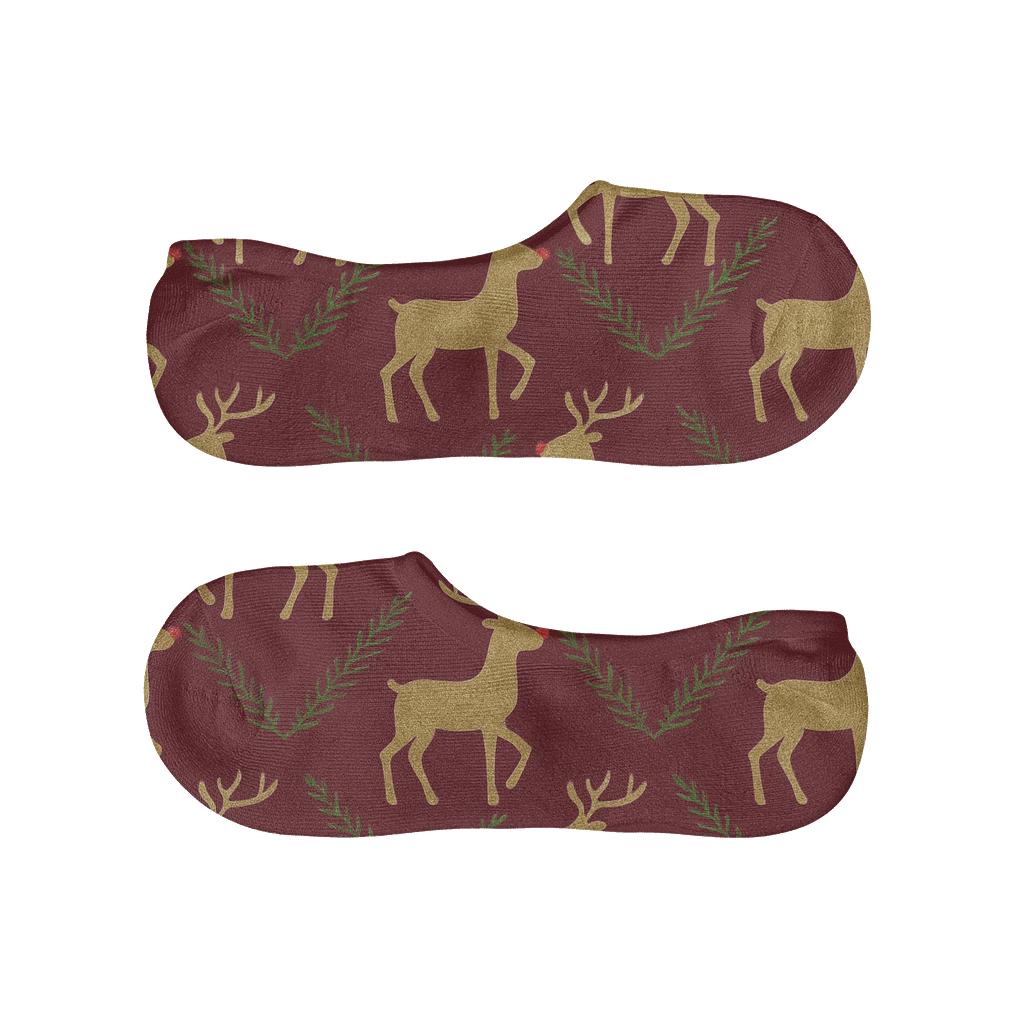 Golden Reindeer Chevron trendy no-show sock styles