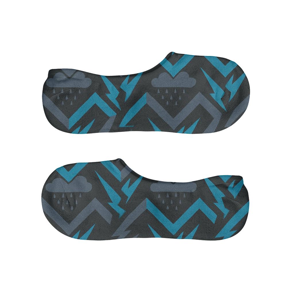Storm Stripe Rain Chevron On Charcoal anti-slip no-show socks