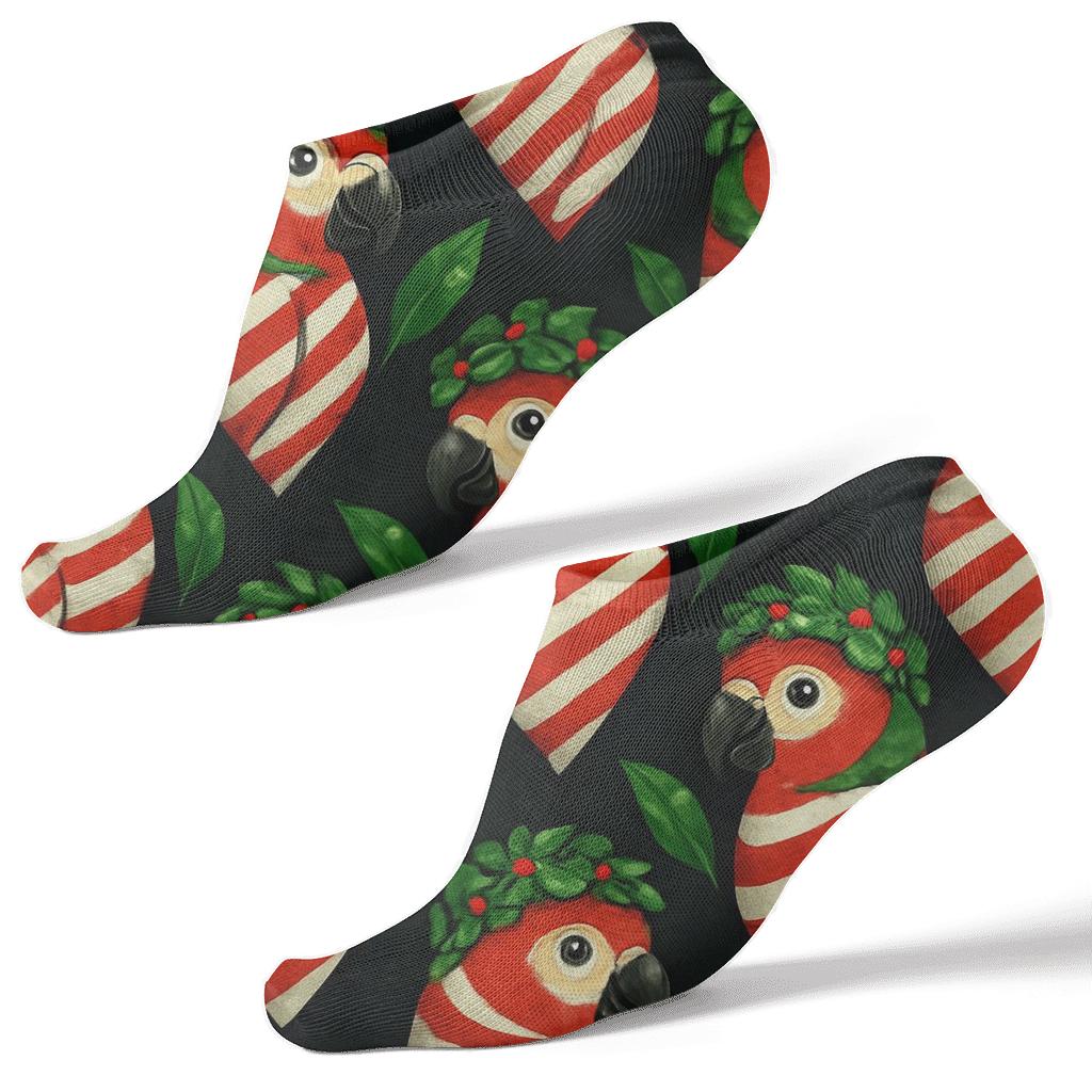 Candy Cane Parrot Rhombus unique graphic ankle socks