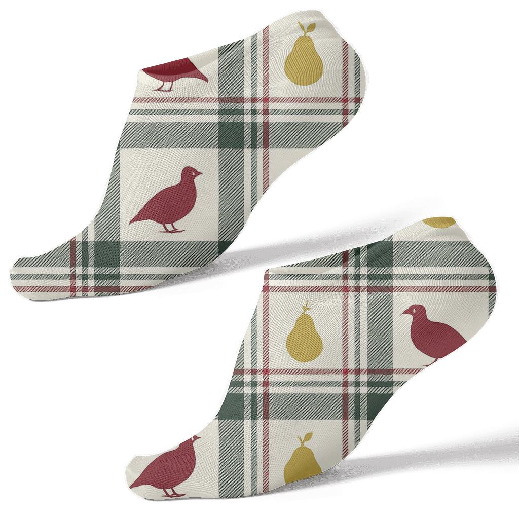 Partridge Plaid And Pears unique graphic ankle socks