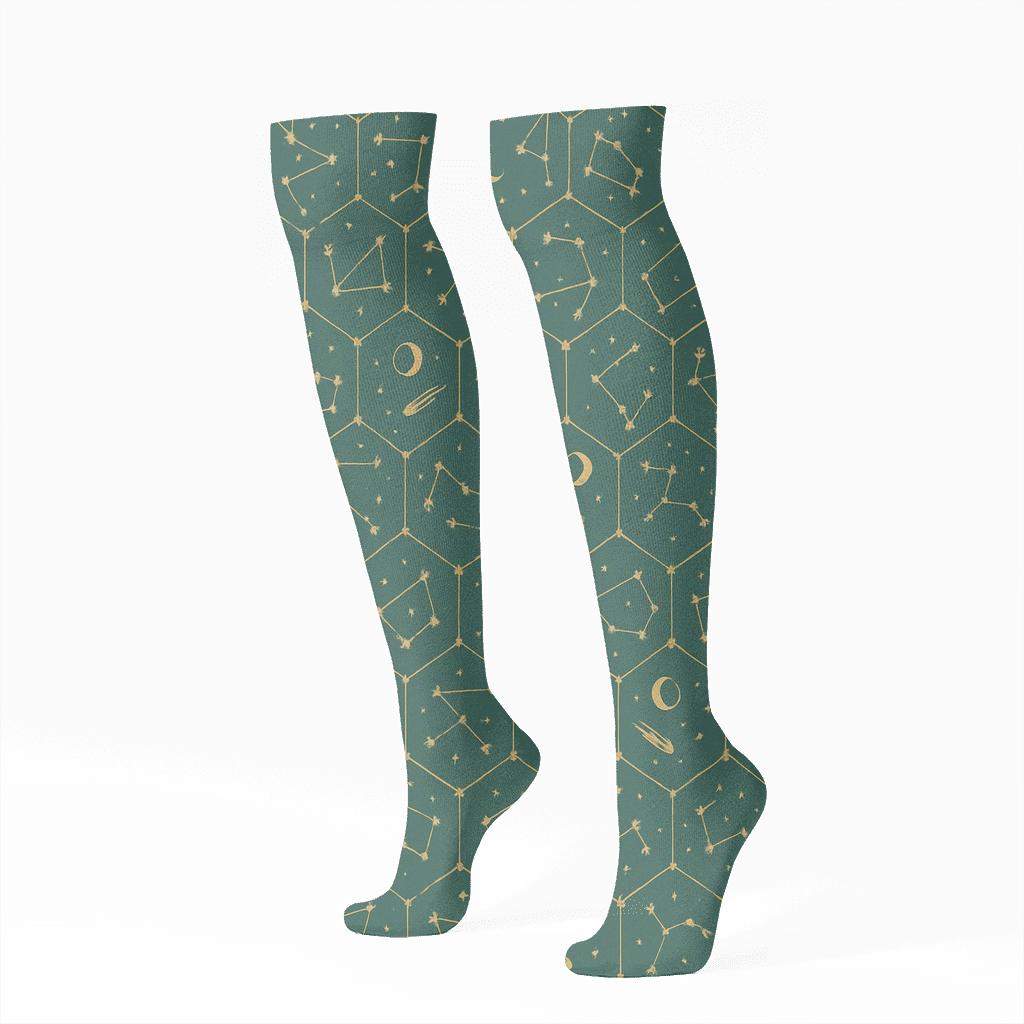 Constellation Lattice stylish athletic knee-high socks