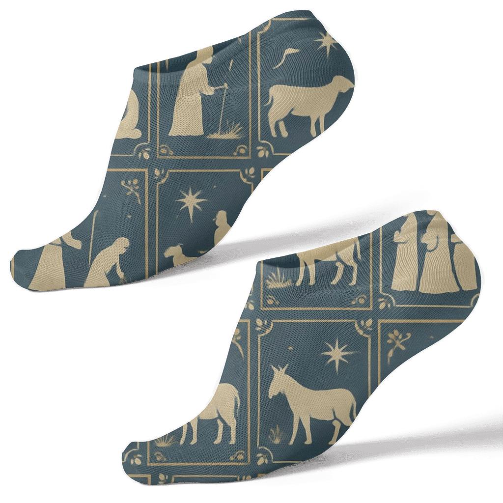 Holiday Nativity Meadow Christmas comfortable cotton ankle socks