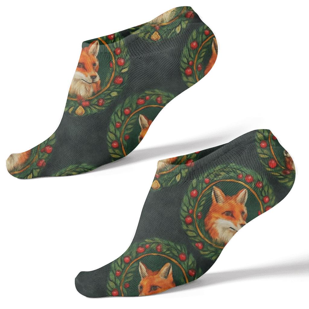 Yuletide Fox Concentric Medallions stylish athletic ankle socks