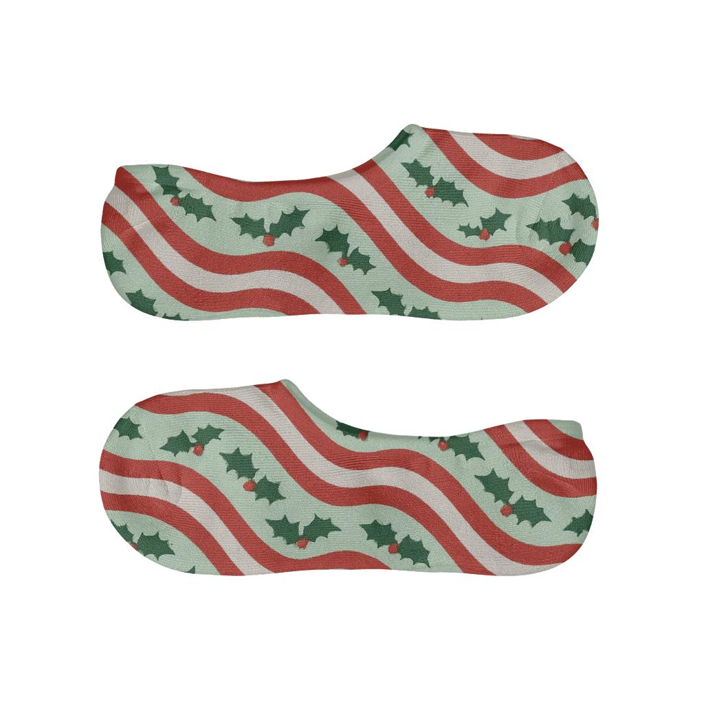 Candy Stripe Wave Holiday custom no-show socks