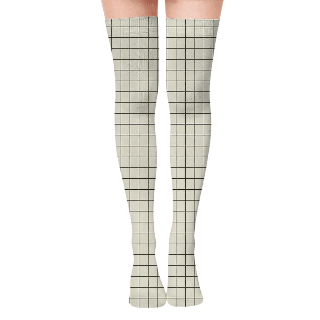 Mini Grid Drift comfortable cotton over-the-knee socks