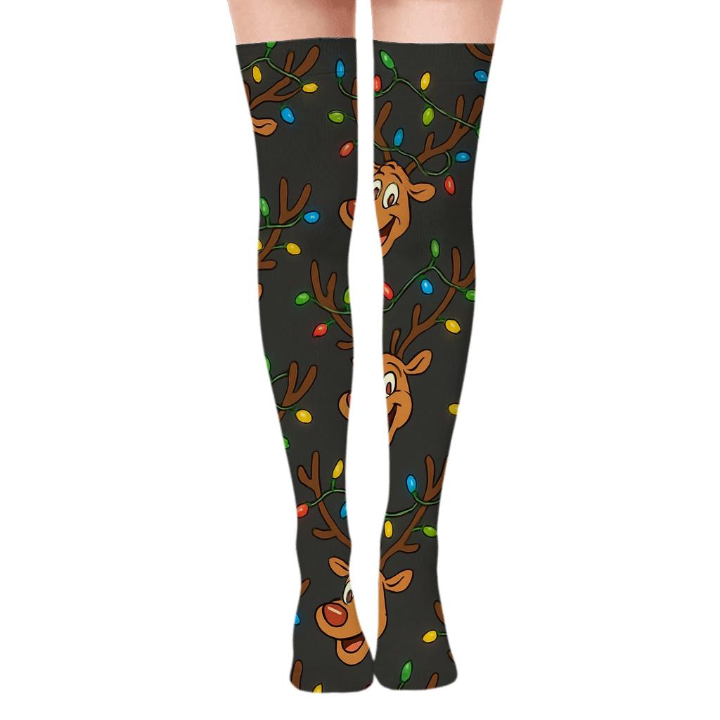 Rudolph Lights Progression Xmas premium cozy over-the-knee socks