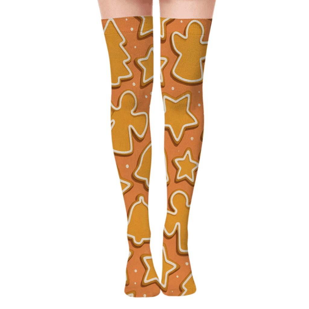 Holiday Cookie Cutter Repeat Christmas comfortable cotton over-the-knee socks