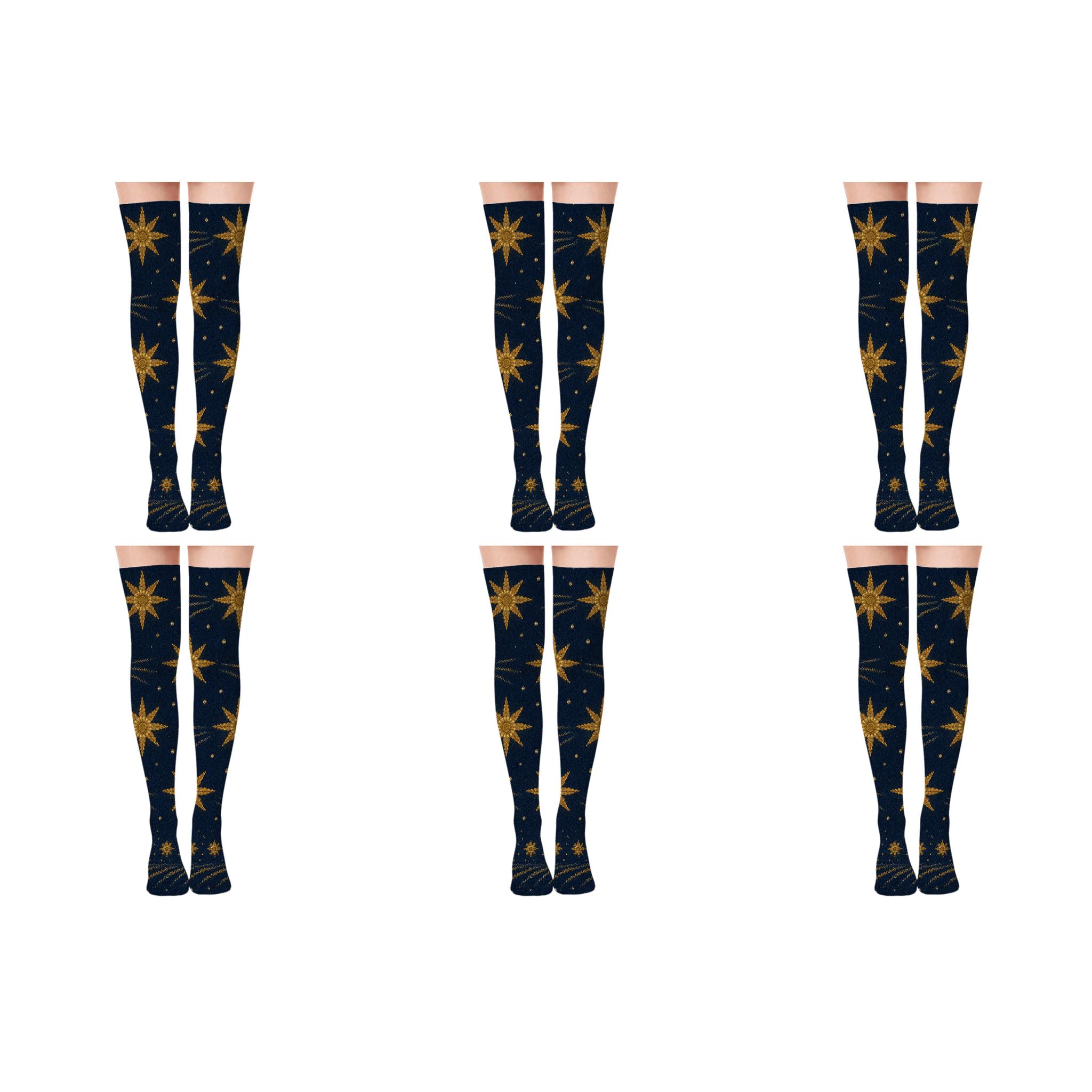 Guiding Horizon Textile With Star Of Bethlehem Motifs personalized over-the-knee socks