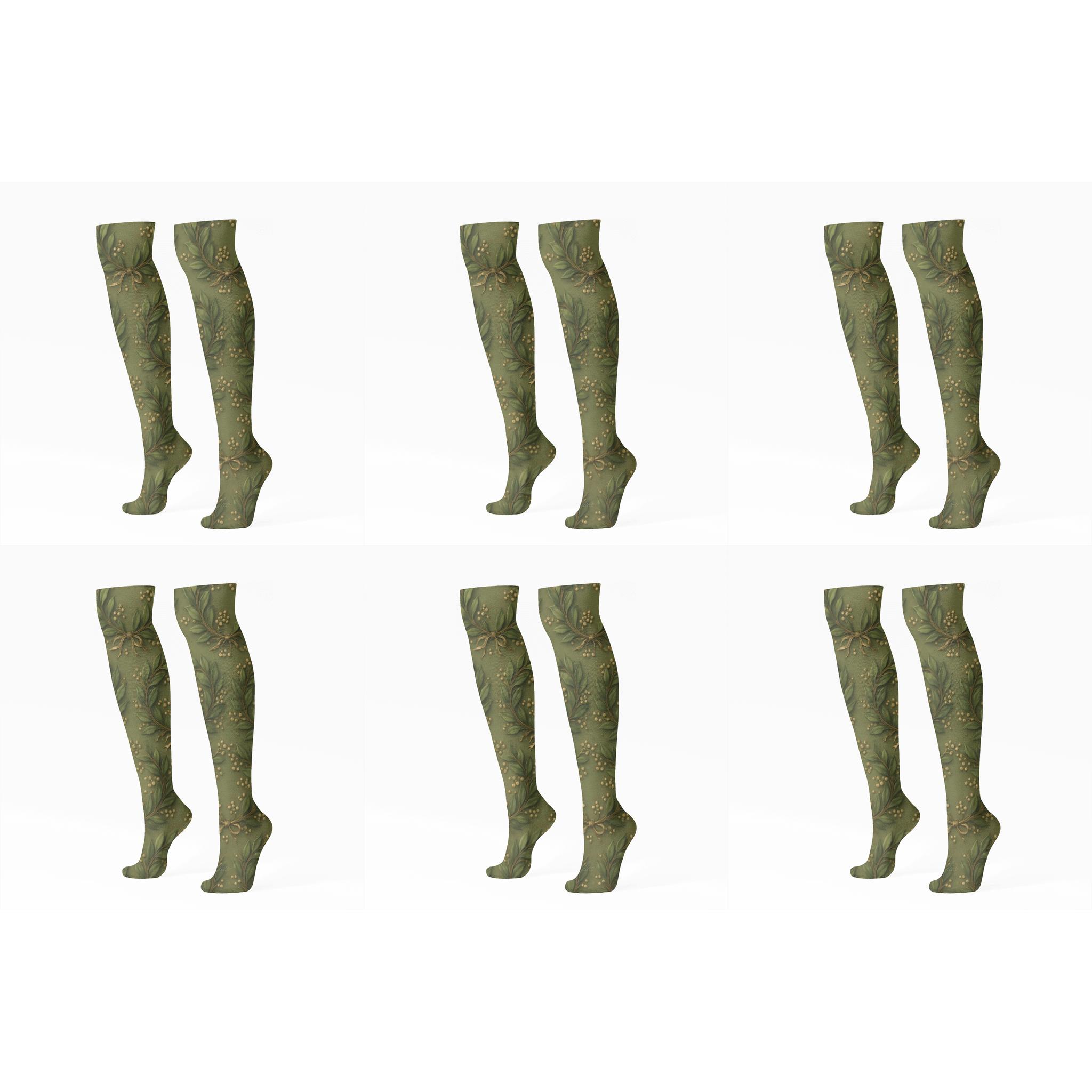 Laurel Ring With Wreath Grid personalized knee-high socks